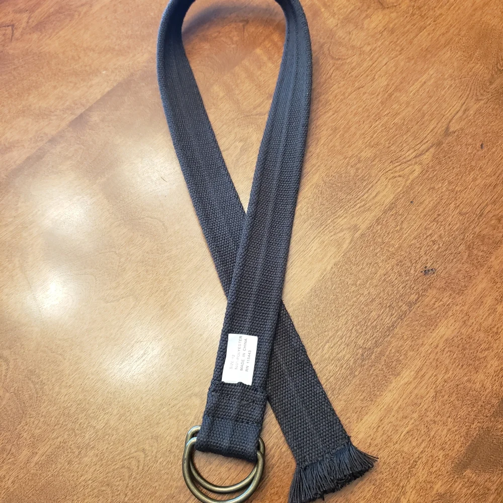 Woven Double-Ring Fabric Belt in Dark Chocolate Brown Size: 12